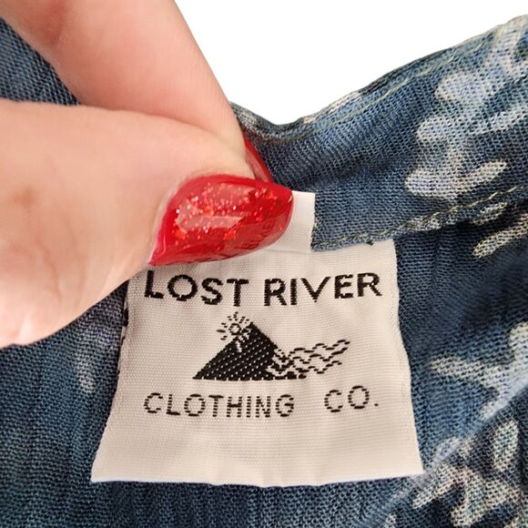 Lost River Clothing Co Tunic Top Women XL Earthy Boho Floral Button Down Crinkle - Picture 4 of 6